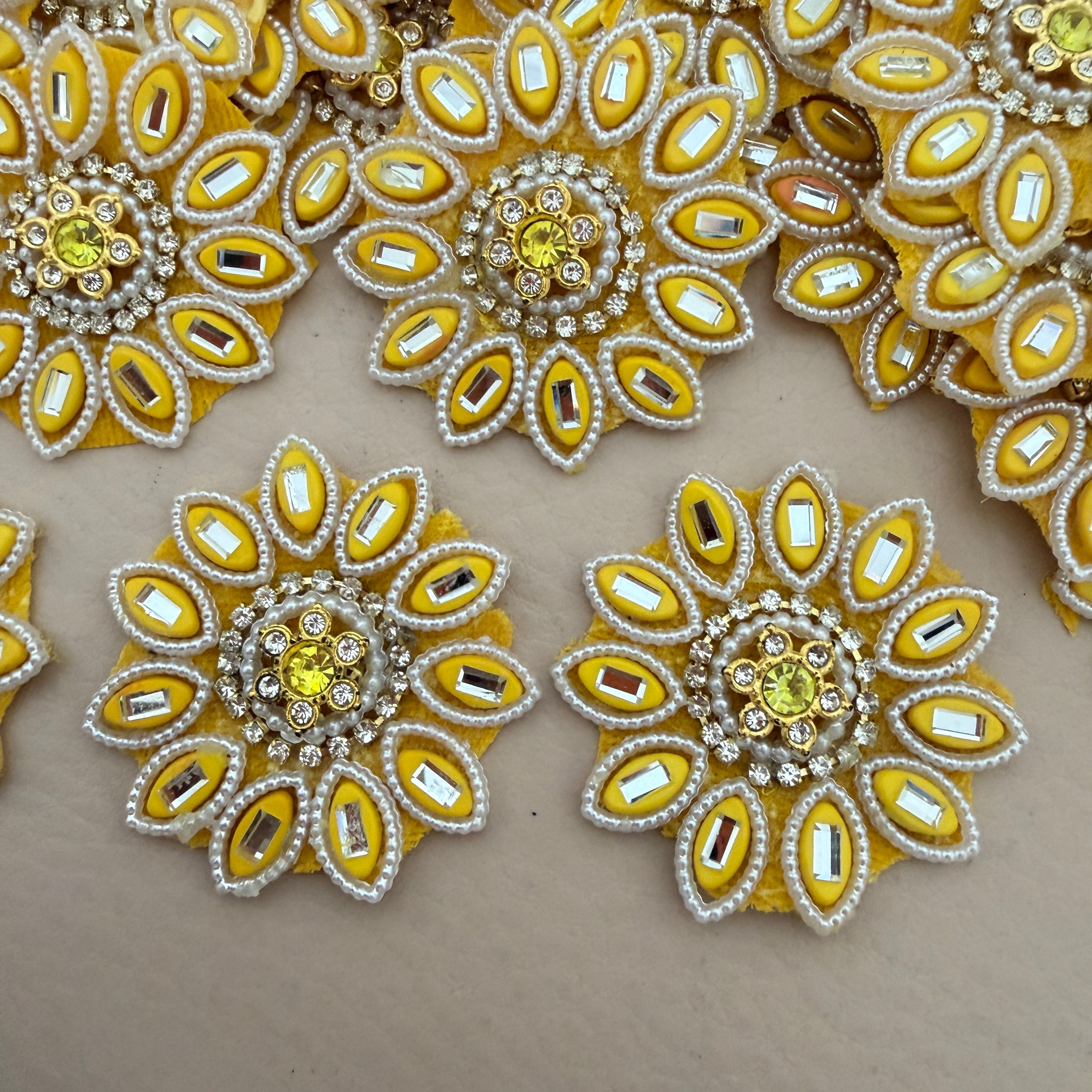 Bulk lot of yellow floral handcrafted patches