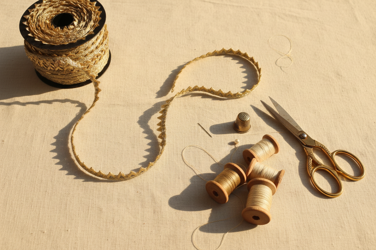 Gold Zigzag Chevron Lace Trim Banner